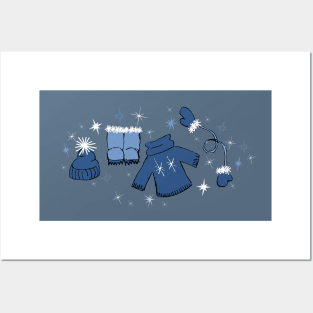 Winter weather snow lover gear cartoon illustration Posters and Art